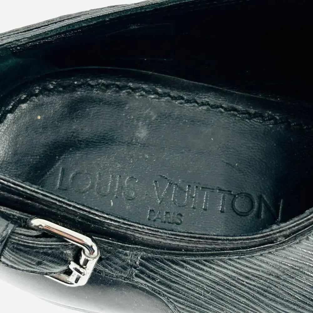 Louis Vuitton Black Epi Leather Buckle Detail Derby Dress Shoes